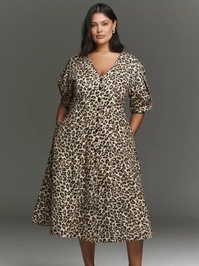 🤎 NEW-Arose Studio Jessamine Leopard MidShirt Dress | Anthropologie 🤎